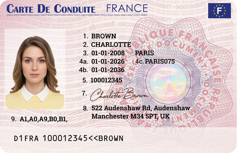 France Driver's License — Front — Photo ID Cards