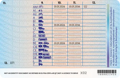 Germany Driver's License — Back