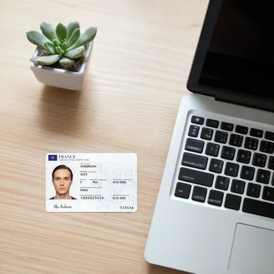 France Identity Card — On a desk