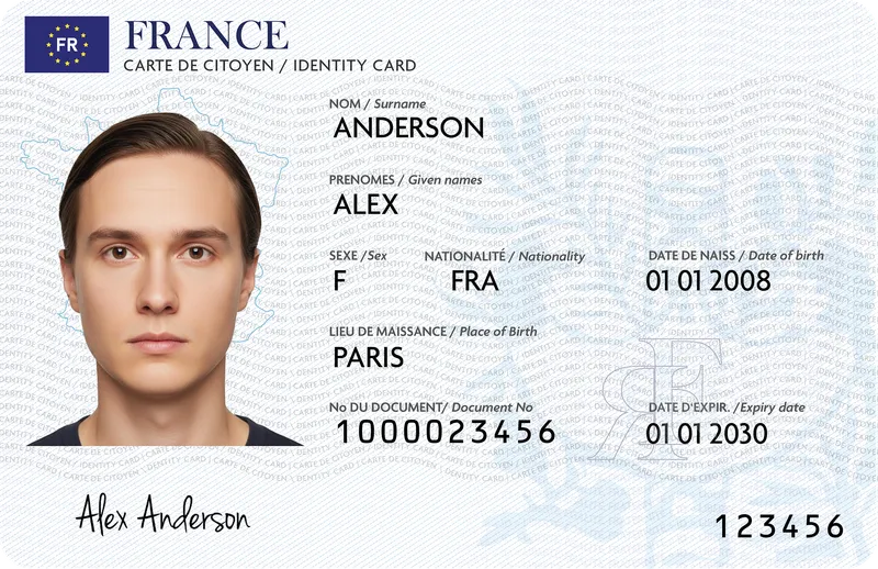 France Identity Card — Front — Photo ID Cards