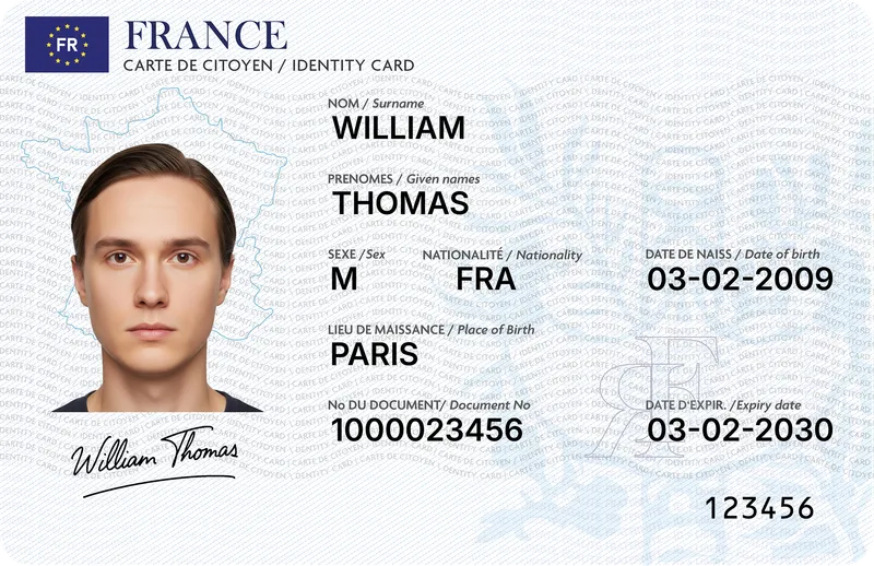 France Identity Card — Front — Photo ID Cards