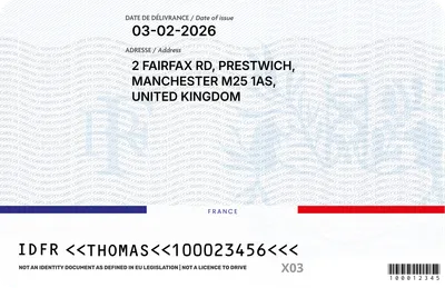France Identity Card — Back