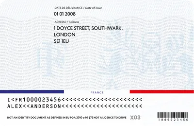 France Identity Card — Back