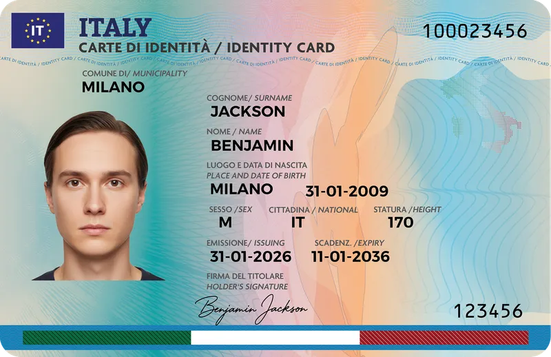 Italy Identity Card — Front — Photo ID Cards