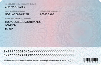 Italy Identity Card — Back