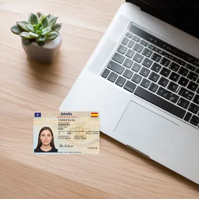 Spain Identity Card — On a desk