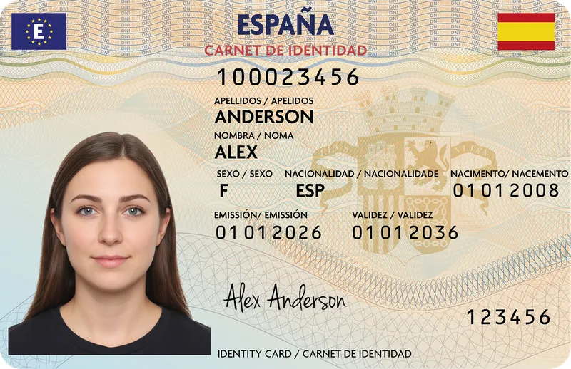 Spain Identity Card — Front — Photo ID Cards