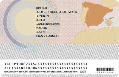 Spain Identity Card — Back