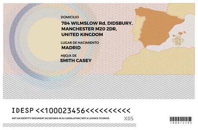 Spain Identity Card — Back