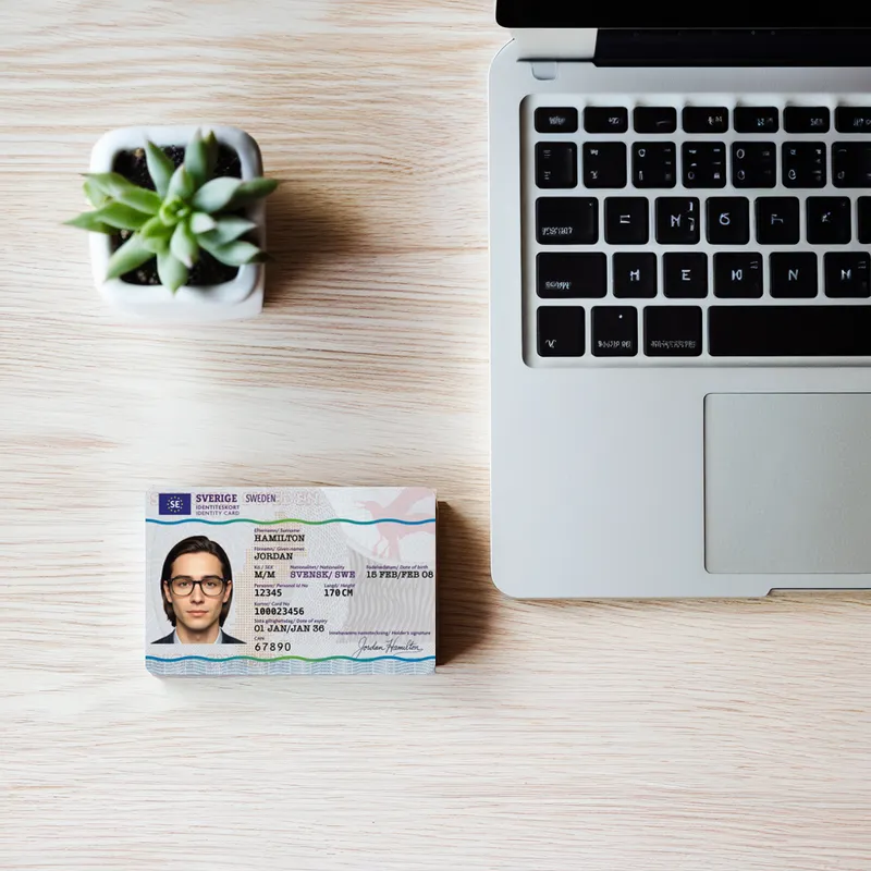 Sweden Identity Card — On a desk — Photo ID Cards