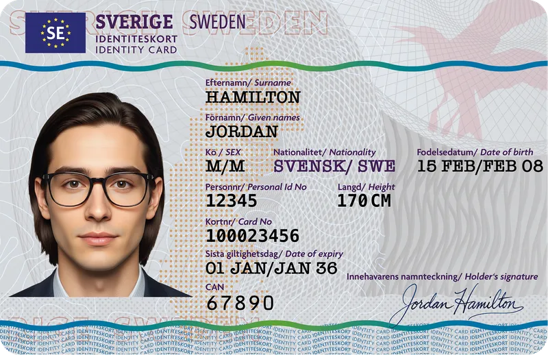 Sweden Identity Card — Front — Photo ID Cards