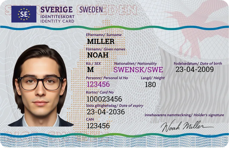 Sweden Identity Card — Front — Photo ID Cards