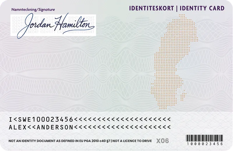 Sweden Identity Card — Back — Photo ID Cards