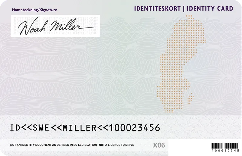 Sweden Identity Card — Back — Photo ID Cards