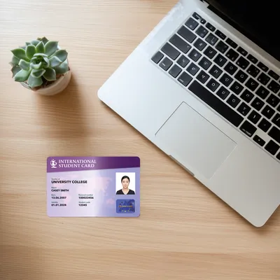 International Student Card — On a desk