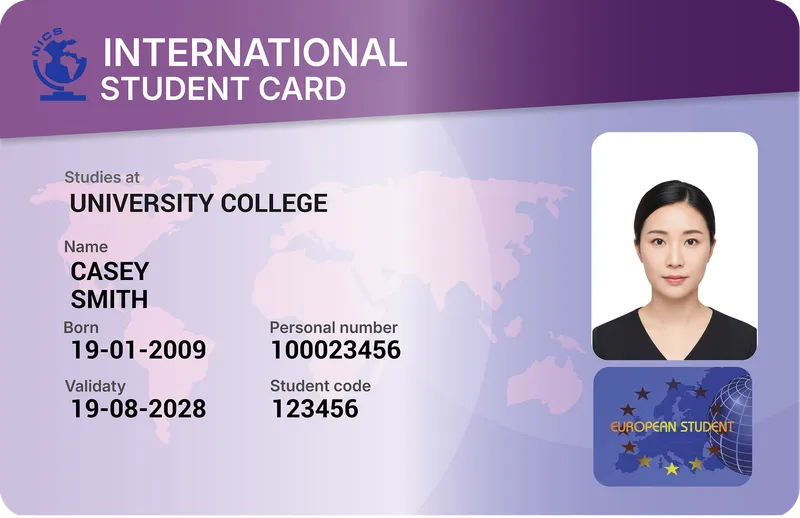 International Student Card — Front — Photo ID Cards