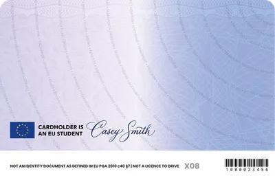 International Student Card — Back